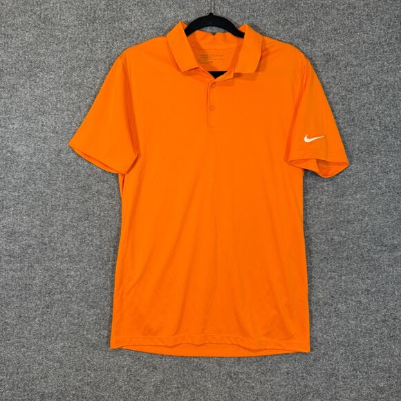 Nike Shirt Mens Small Orange Short Sleeve Outdoors Golf Stretch Logo Swoosh - Picture 2 of 8